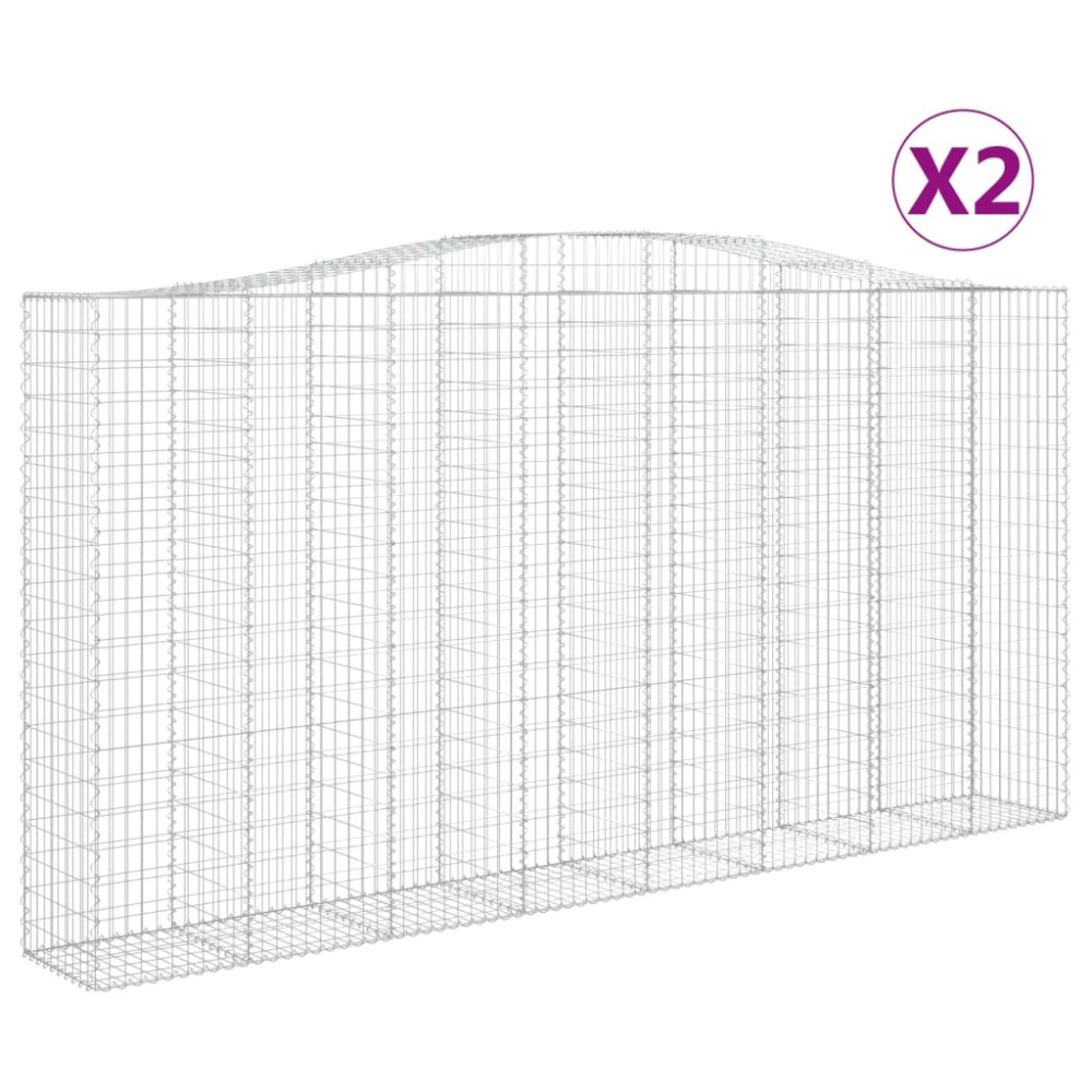 Produktbild för Gabioner bågformade 2 st 400x50x200/220 cm galvaniserat järn
