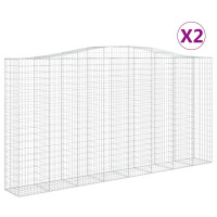 Produktbild för Gabioner bågformade 2 st 400x50x200/220 cm galvaniserat järn