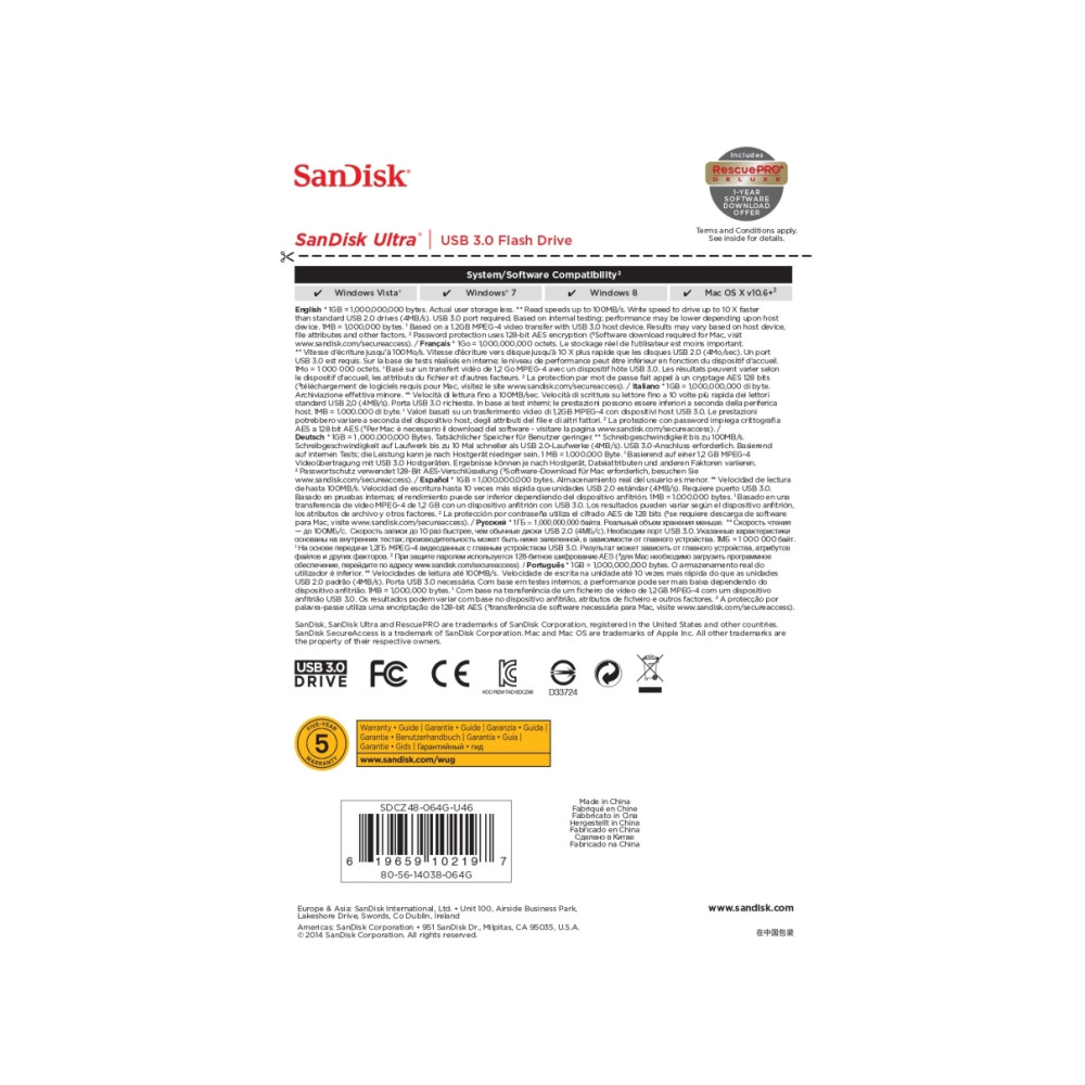 Produktbild för SanDisk Ultra - USB flash-enhet - 64 GB