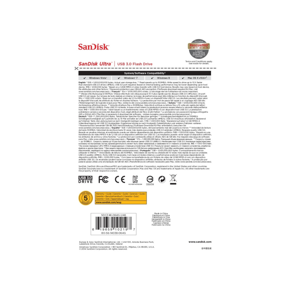 Produktbild för SanDisk Ultra - USB flash-enhet - 64 GB