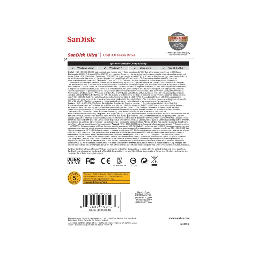 Produktbild för SanDisk Ultra - USB flash-enhet - 64 GB