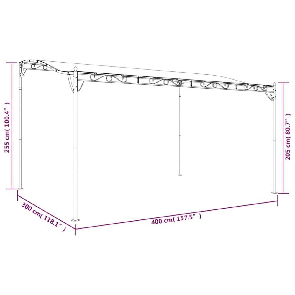 Produktbild för Paviljong gräddvit 4x3 m 180 g/m² tyg och stål