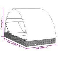 Produktbild för Solsäng med runt tak grå 211x112x140 cm konstrotting