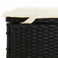Produktbild för Solsäng för 2 personer med dynor svart konstrotting
