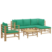 Produktbild för Loungegrupp 6 delar gröna dynor bambu