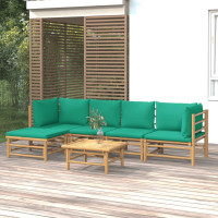 Produktbild för Loungegrupp 6 delar gröna dynor bambu