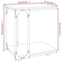 Produktbild för Sidobord med hjul svart 50x35x55,5 cm konstruerat trä