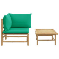 Miniatyr av produktbild för Loungegrupp för trädgården 2 delar gröna dynor bambu
