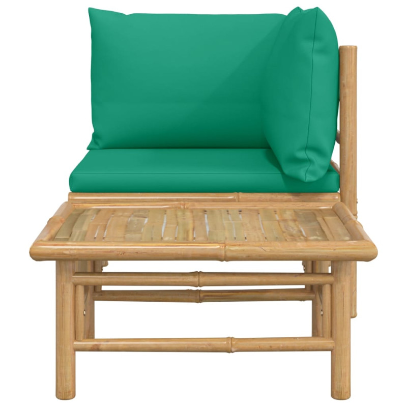 Produktbild för Loungegrupp för trädgården 2 delar gröna dynor bambu
