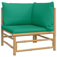 Miniatyr av produktbild för Loungegrupp för trädgården 2 delar gröna dynor bambu