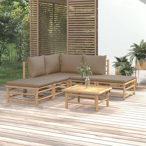 vidaXL Loungegrupp 6 delar taupe dynor bambu