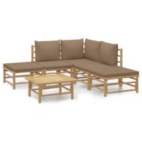 Produktbild för Loungegrupp 6 delar taupe dynor bambu