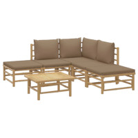 Produktbild för Loungegrupp 6 delar taupe dynor bambu
