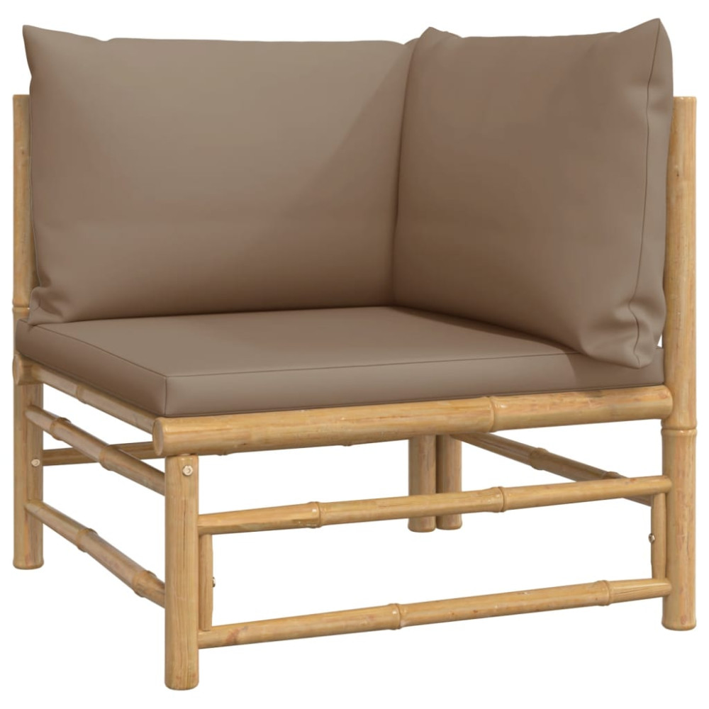 Produktbild för Loungegrupp 6 delar taupe dynor bambu