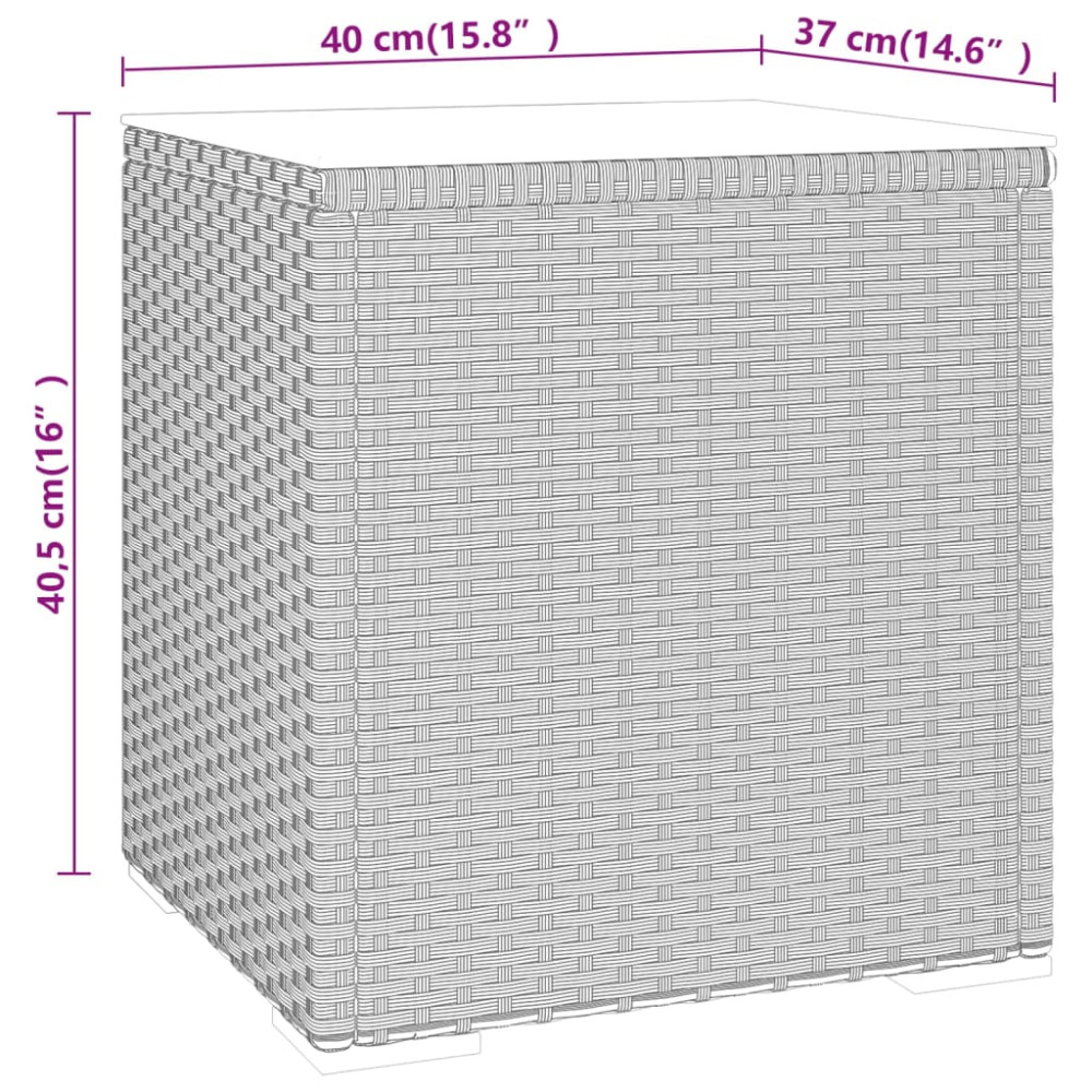 Produktbild för Sidobord svart 40x37x40,5 cm konstrotting och härdat glas