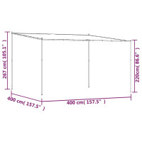 Produktbild för Paviljong antracit 4x4 m 180 g/m² tyg och stål