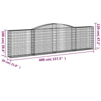 Produktbild för Gabioner bågformade 6 st 400x30x100/120 cm galvaniserat järn