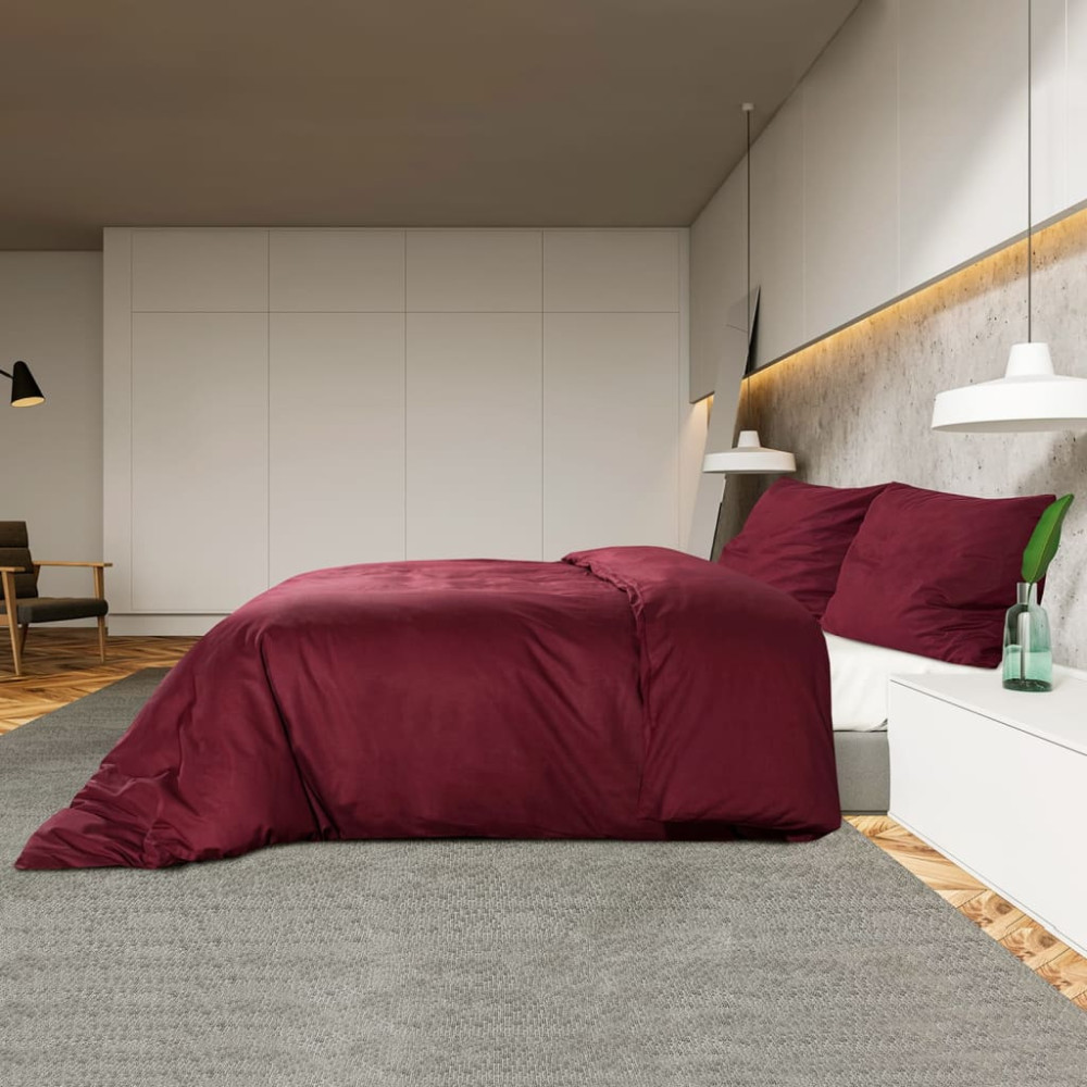 Produktbild för Bäddset vinröd 140x200 cm lätt mikrofiber