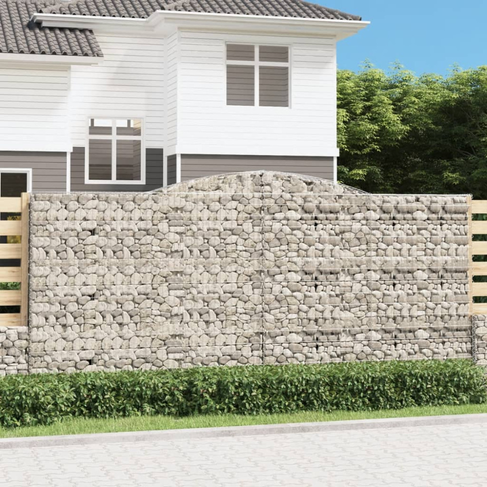 Produktbild för Gabioner bågformade 3 st 400x50x180/200 cm galvaniserat järn