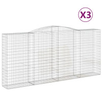 Produktbild för Gabioner bågformade 3 st 400x50x180/200 cm galvaniserat järn