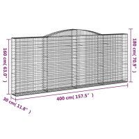 Produktbild för Gabion bågformad 5 st 400x30x160/180 cm galvaniserat järn