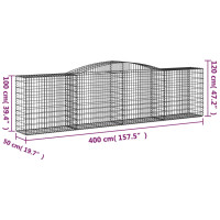 Produktbild för Gabioner bågformade 3 st 400x50x100/120 cm galvaniserat järn