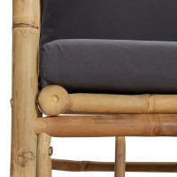 Produktbild för Trädgårdsfåtölj med mörkgråa dynor bambu
