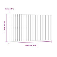 Produktbild för Väggmonterad huvudgavel grå 159,5x3x90 cm massiv furu