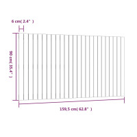 Produktbild för Väggmonterad huvudgavel vit 159,5x3x90 cm massiv furu