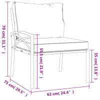 Produktbild för Trädgårdsstolar med grå dynor 2 st 62x75x79 cm stål