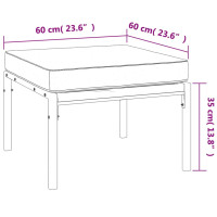 Produktbild för Trädgårdspallar med grå dynor 2 st 60x60x35 cm stål