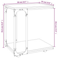 Produktbild för Sidobord med hjul brun ek 50x35x55,5 cm konstruerat trä