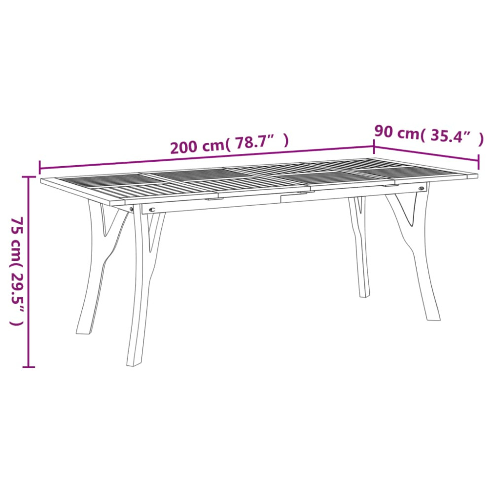 Produktbild för Trädgårdsbord 200x90x75 cm massivt akaciaträ