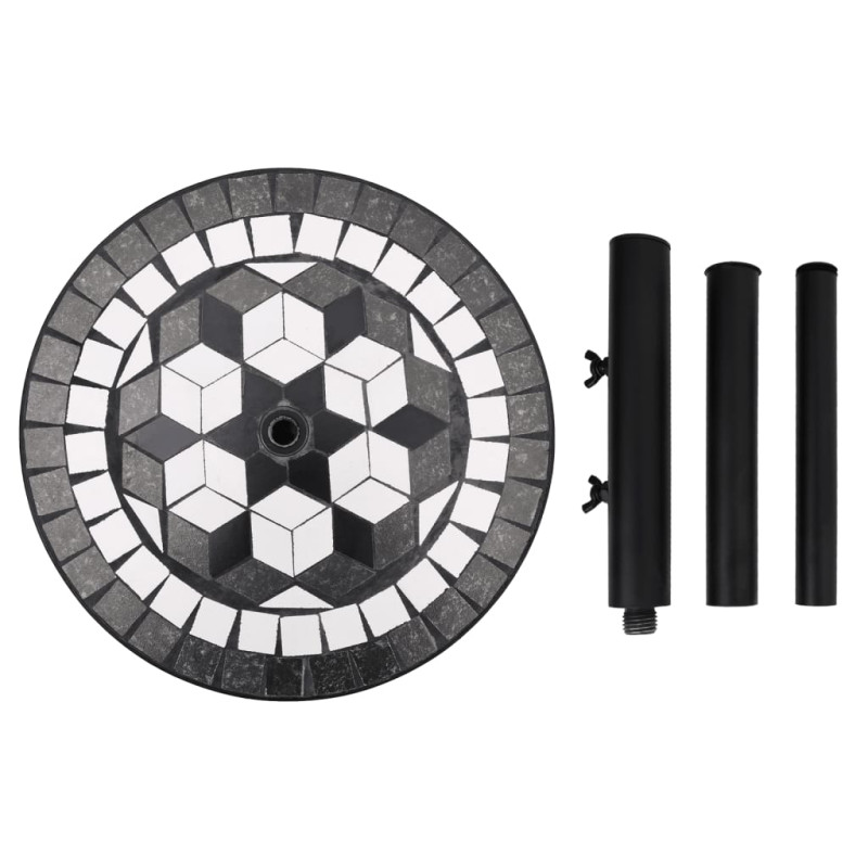 Produktbild för Parasollfot svart och vit rund 12 kg
