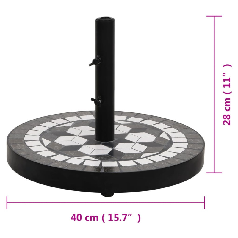 Produktbild för Parasollfot svart och vit rund 12 kg