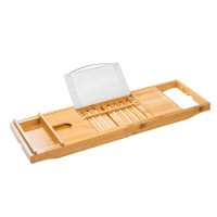 Miniatyr av produktbild för HI Justerbar badkarshylla bambu (70-105)x22x4 cm