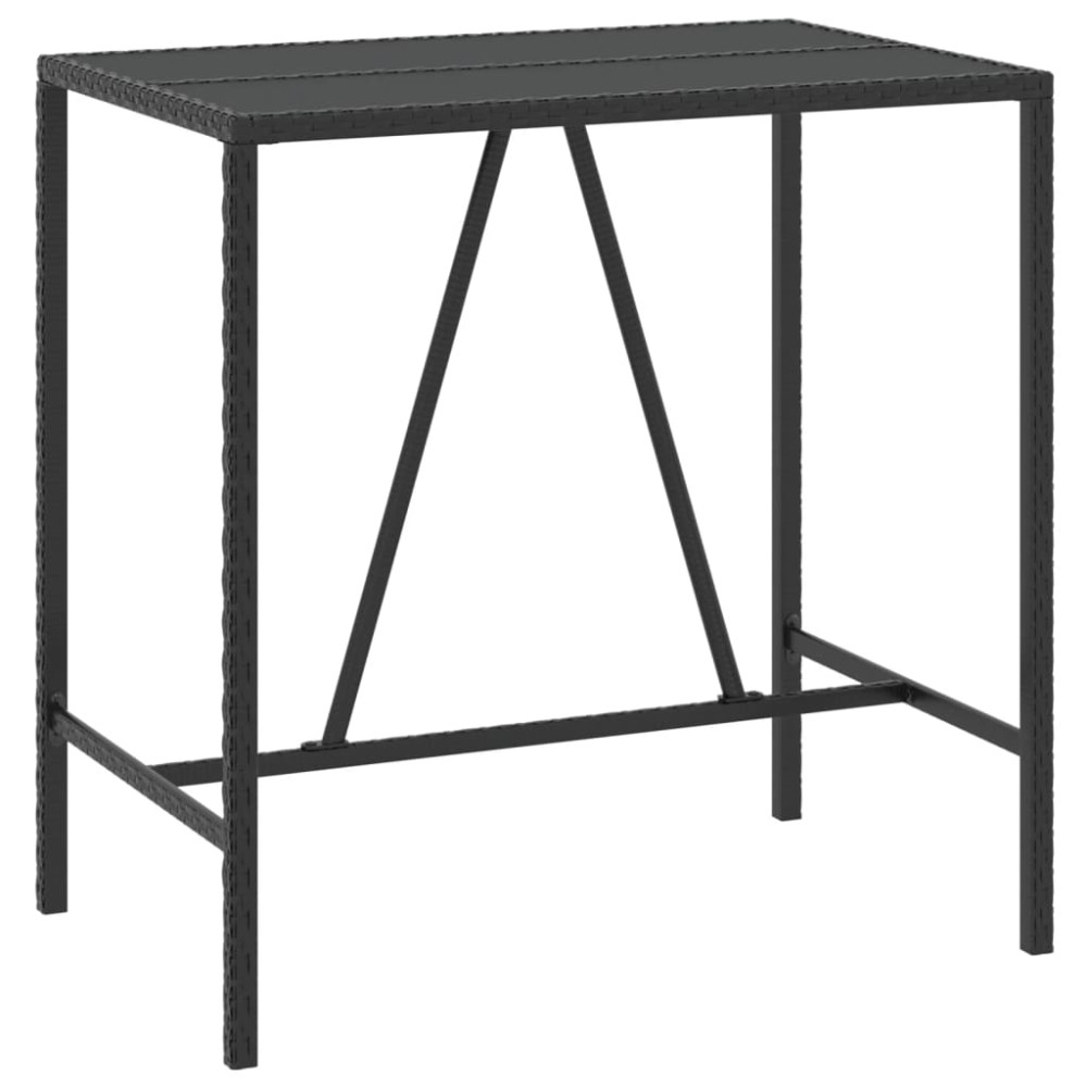 Produktbild för Barbord med glasskiva svart 110x70x110 cm konstrotting