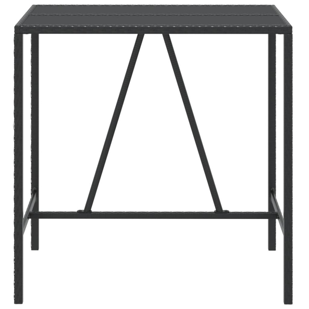 Produktbild för Barbord med glasskiva svart 110x70x110 cm konstrotting