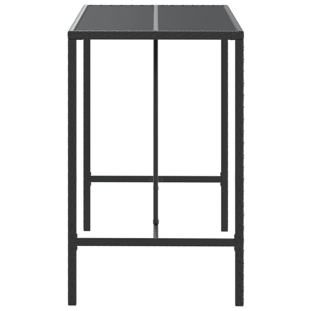 Produktbild för Barbord med glasskiva svart 110x70x110 cm konstrotting