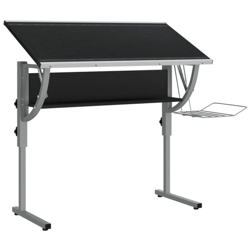Produktbild för Ritbord svart och grå 110x53x(58-87) cm konstruerat trä & stål