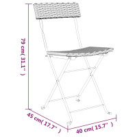Produktbild för Hopfällbara caféstolar 2 st grå konstrotting och stål