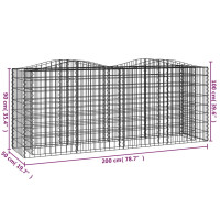 Produktbild för Gabion bågformad 200x50x100 cm galvaniserat järn