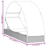 Produktbild för Solsäng med runt tak svart 211x57x140 cm konstrotting