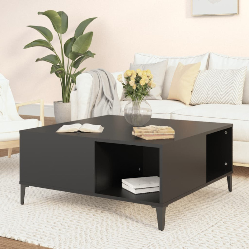 Produktbild för Soffbord svart 80x80x36,5 cm konstruerat trä