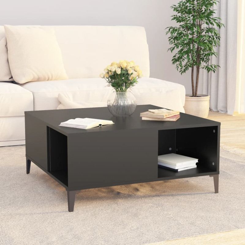 Produktbild för Soffbord svart 80x80x36,5 cm konstruerat trä
