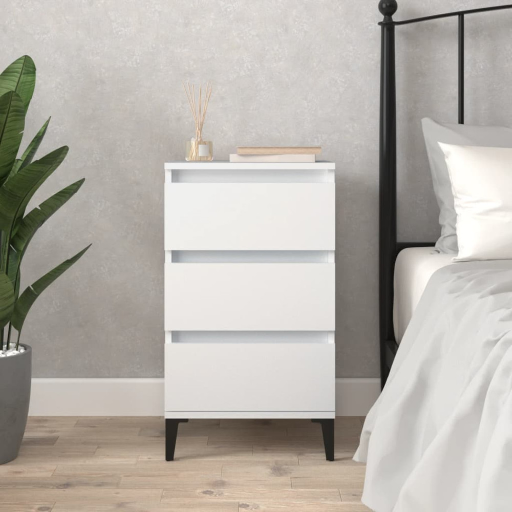 Produktbild för Sängbord vit 40x35x70 cm konstruerat trä