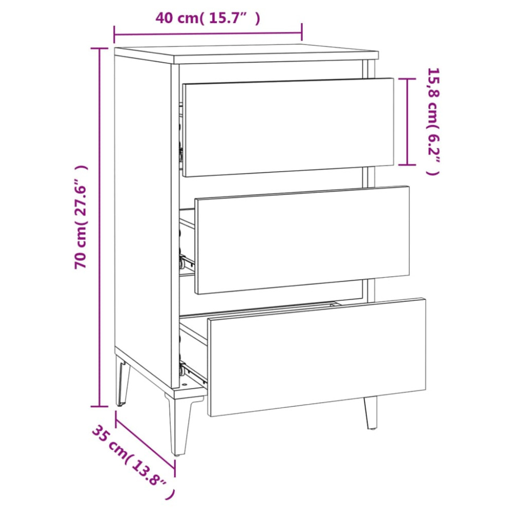 Produktbild för Sängbord vit 40x35x70 cm konstruerat trä