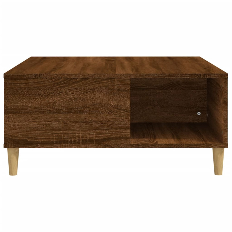 Produktbild för Soffbord brun ek 80x80x36,5 cm konstruerat trä