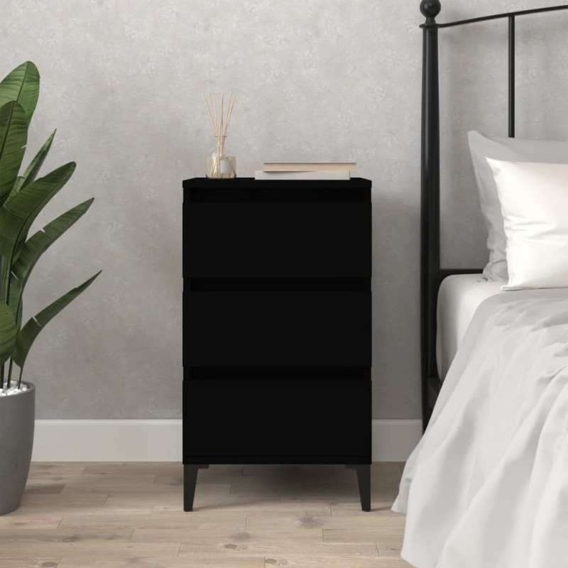 Produktbild för Sängbord svart 40x35x70 cm konstruerat trä