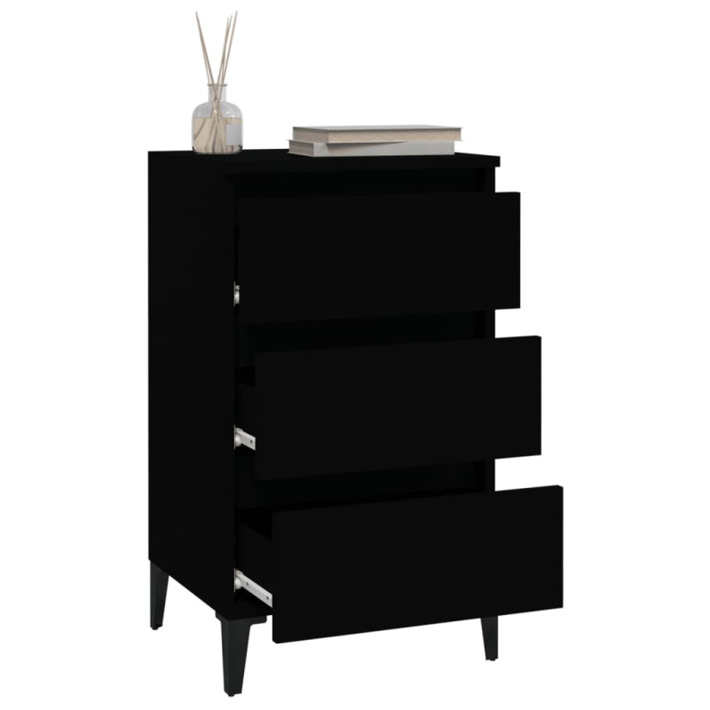 Produktbild för Sängbord svart 40x35x70 cm konstruerat trä